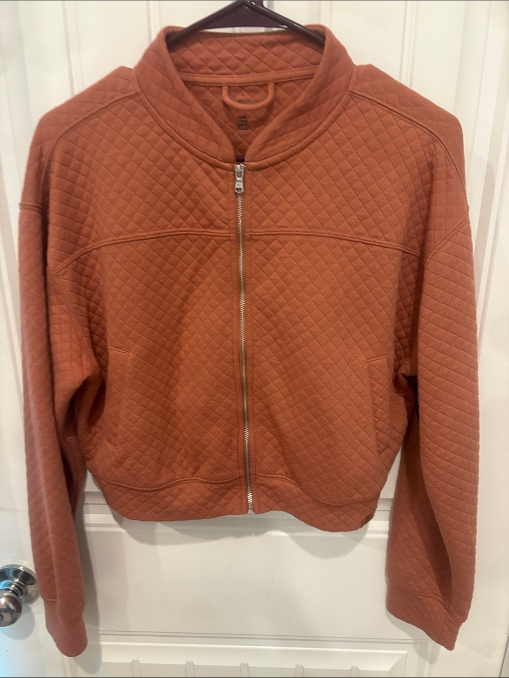 Gilly Hicks Quilted Bomber Jacket in Rust Orange
